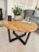 Landon Round Oak Metal Coffee Table