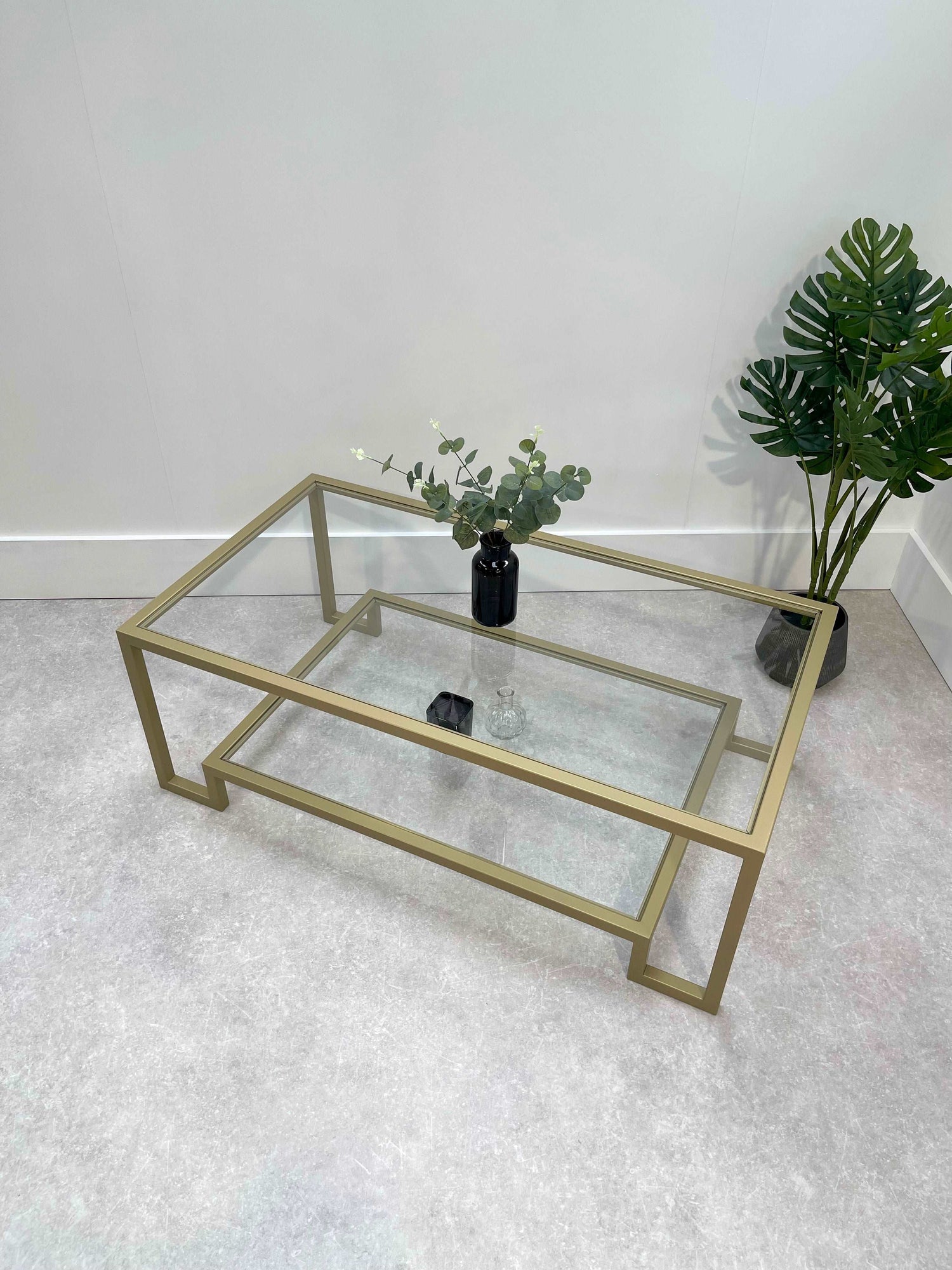 Glass Metal Coffee Table Gold
