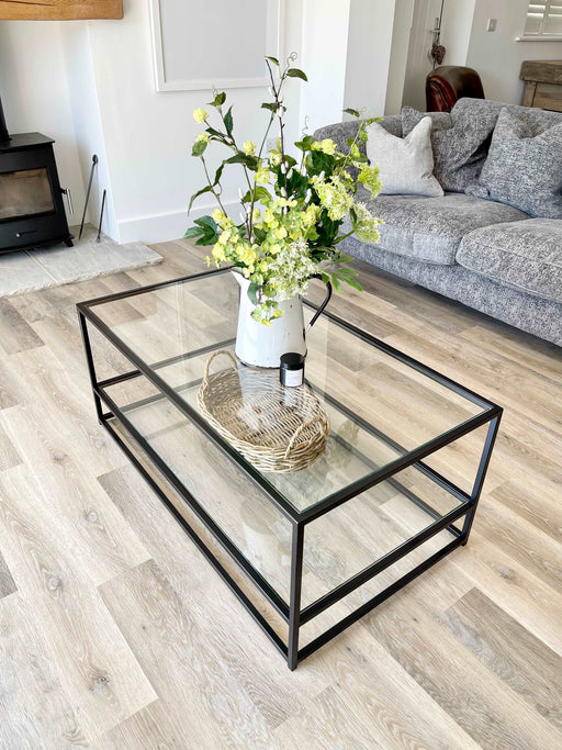 Glass Metal Coffee Table - Double Shelf