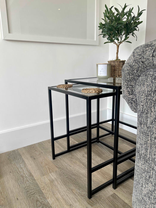 Glass Metal Nesting Side Tables