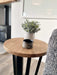 Landon Round Oak Metal Side Table
