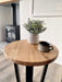Landon Round Oak Metal Side Table