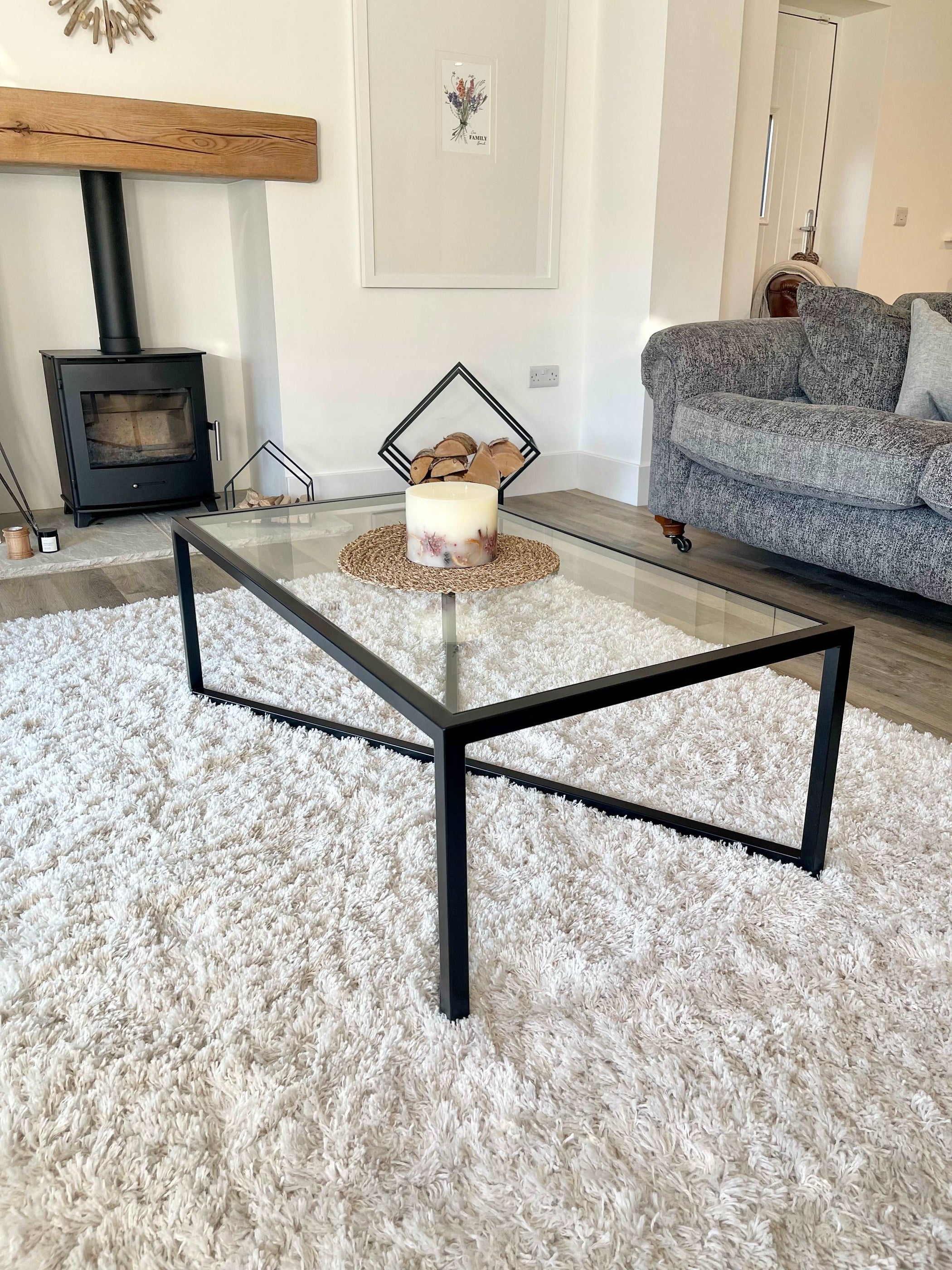 Glass and Black Metal Coffee Table UK — Rose And Walker