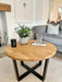 Landon Round Oak Metal Coffee Table