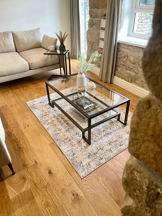 Glass Metal Coffee Table Dark Bronze