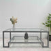 Glass Metal Coffee Table Silver Grey