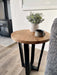Landon Round Oak Metal Side Table