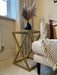 Gold Twisted Metal Glass Side Table