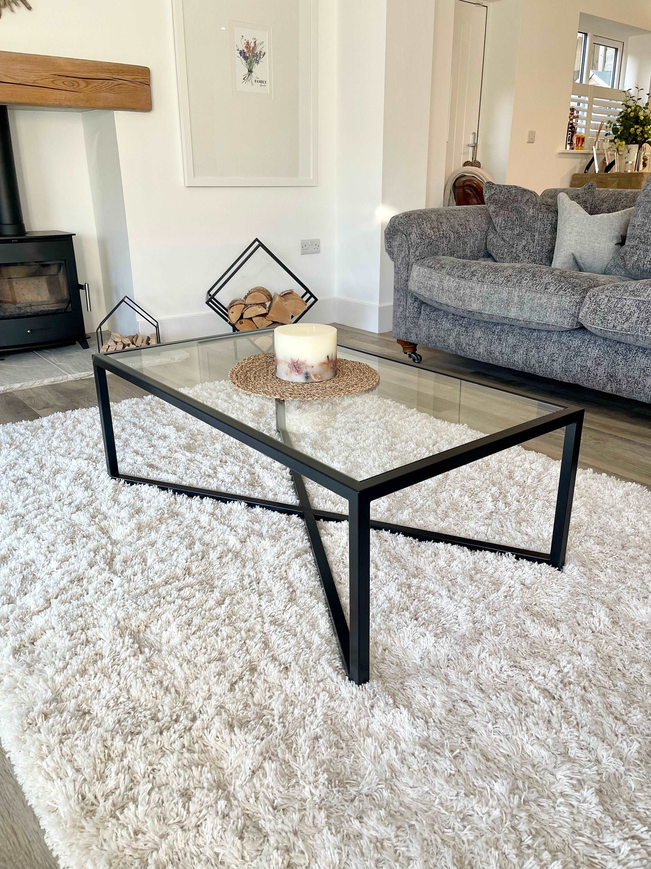 Glass and Black Metal Coffee Table UK — Rose And Walker