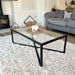 Glass and Black Metal Coffee Table