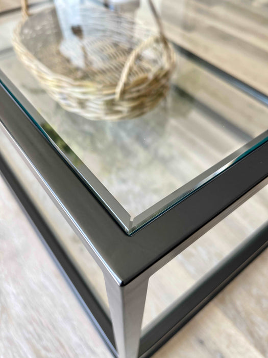 Glass Metal Coffee Table - Double Shelf