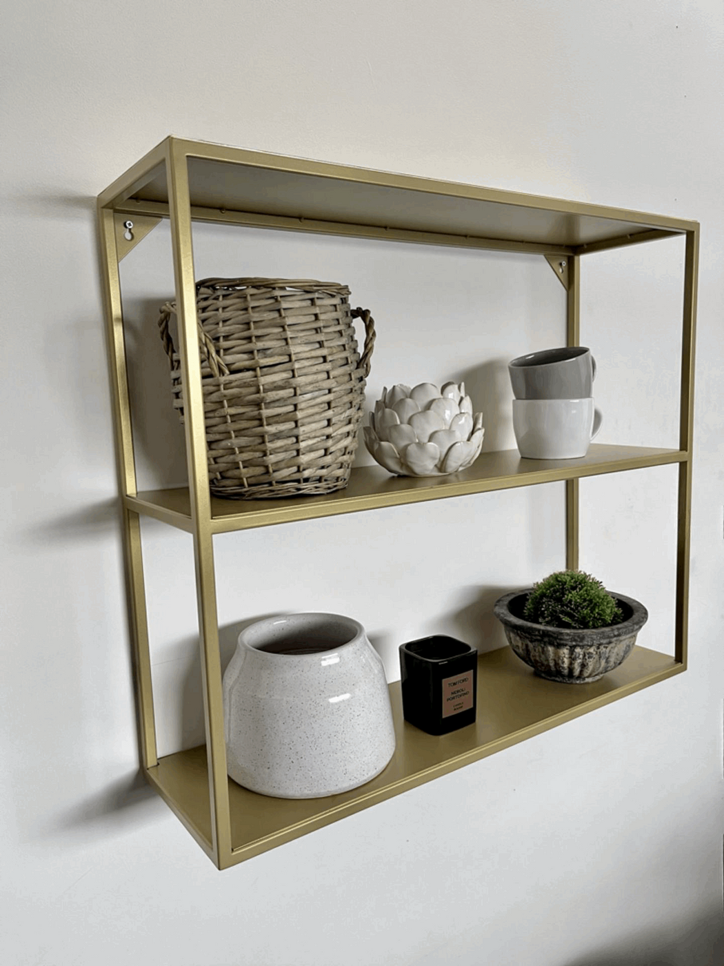 Gold Metal Wall Shelf Large UK — Rose And Walker