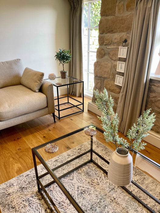 Glass Metal Side Table Dark Bronze