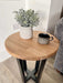 Landon Round Oak Metal Side Table