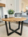 Landon Round Oak Metal Coffee Table