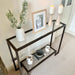 Glass Metal Console Table Dark Bronze