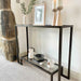 Glass Metal Console Table Dark Bronze