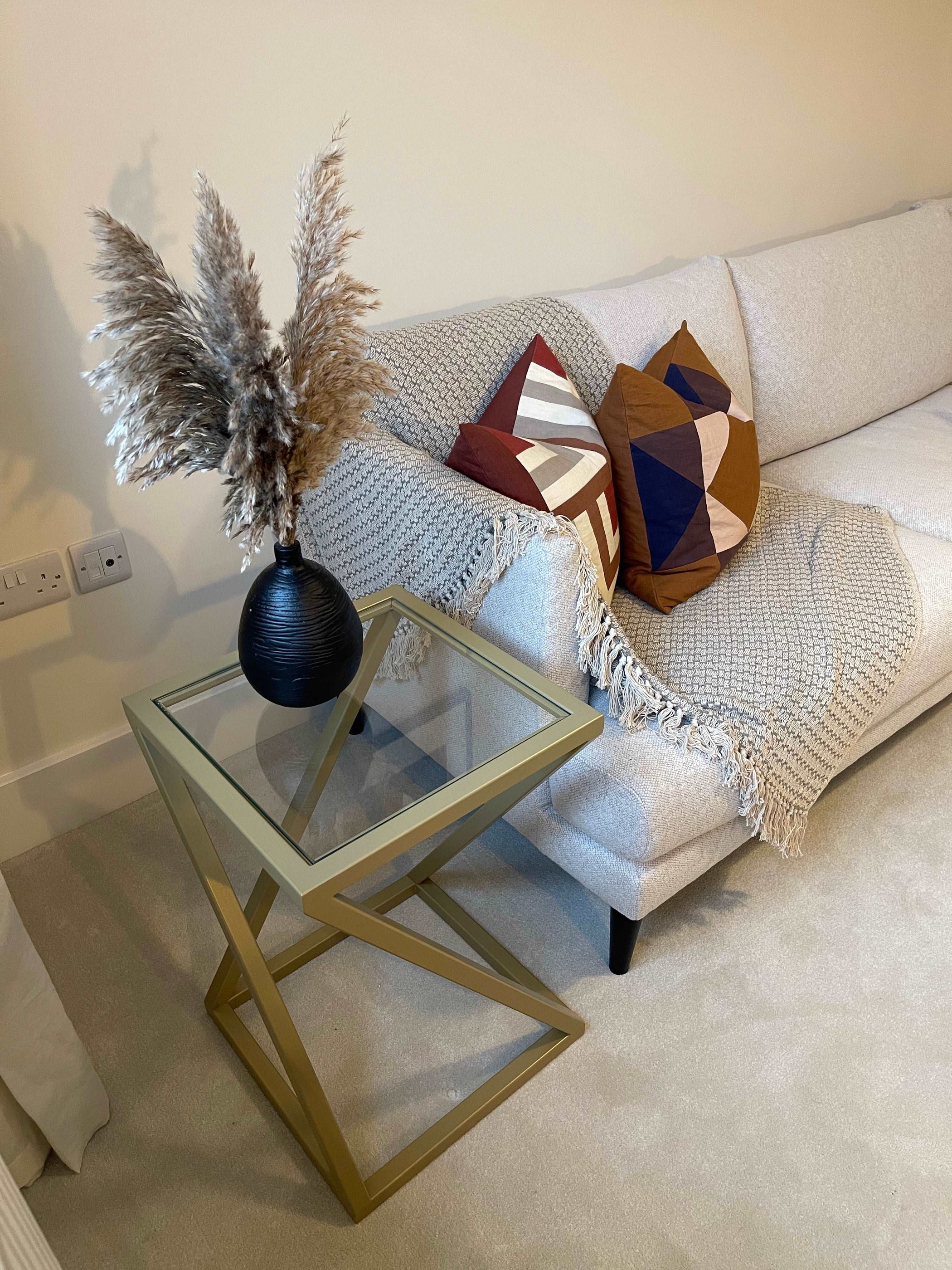 Gold Twisted Metal Glass Side Table UK — Rose And Walker