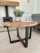 Landon Round Oak Metal Coffee Table