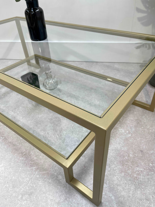Glass Metal Coffee Table Gold