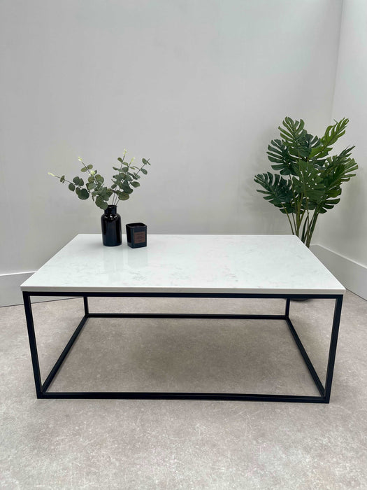 Marble Coffee Table Matte Black Frame