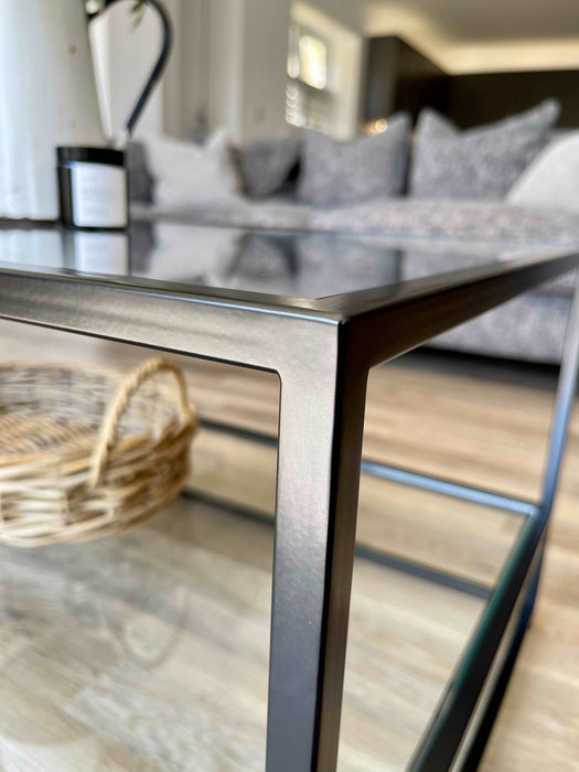 Glass Metal Coffee Table - Double Shelf