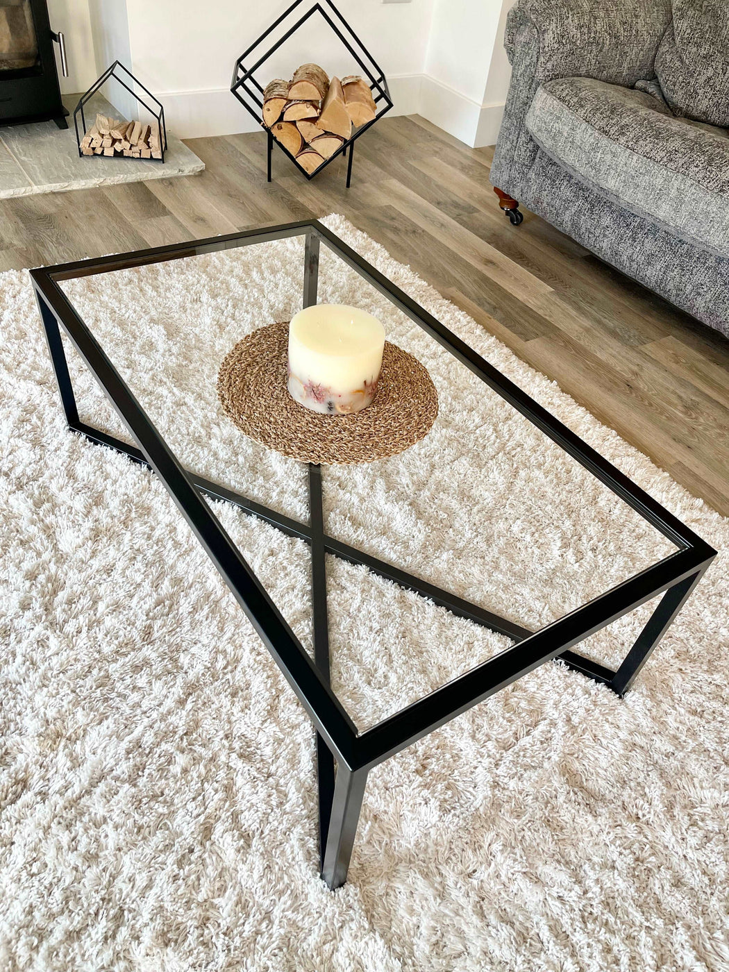 Glass and Black Metal Coffee Table UK — Rose And Walker