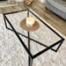 Glass and Black Metal Coffee Table