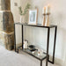 Glass Metal Console Table Dark Bronze