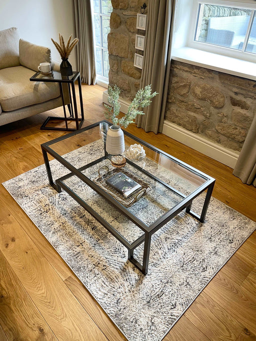 Glass Metal Coffee Table Dark Bronze