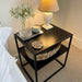 Matte Black Metal Bedside Table