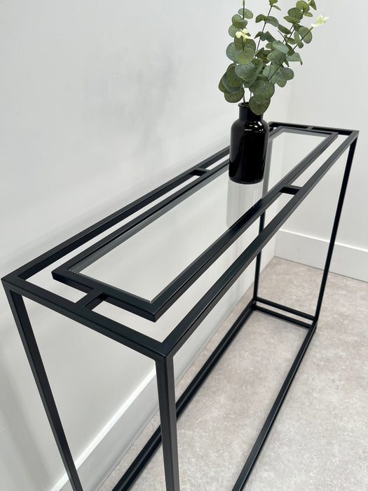 Glass Metal Console Black