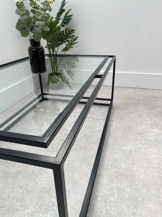 Glass Metal Coffee Table Black