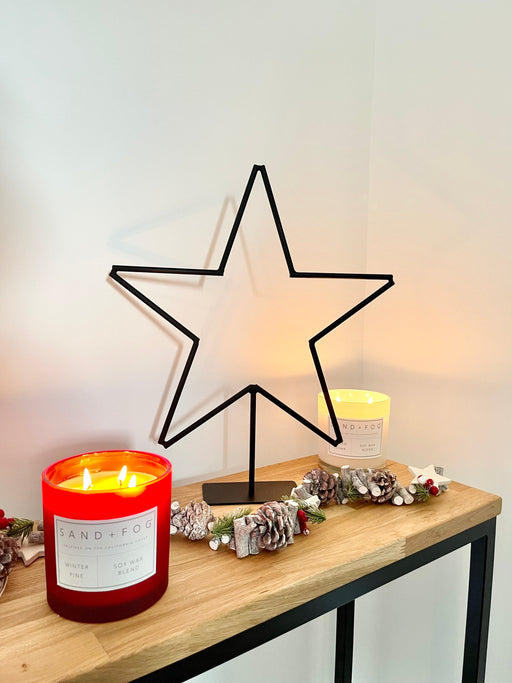 Standing Metal Star Christmas Matte Black