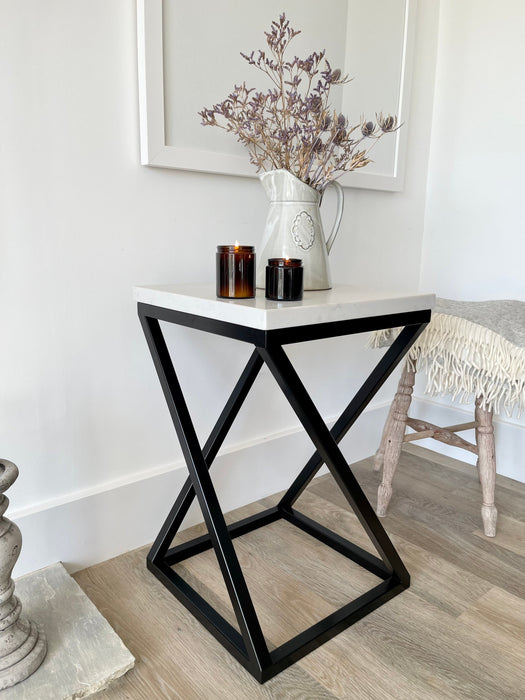 Twisted Marble Top Side End Table