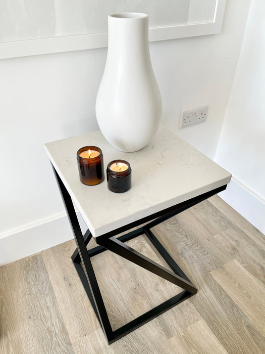 Twisted Marble Top Side End Table