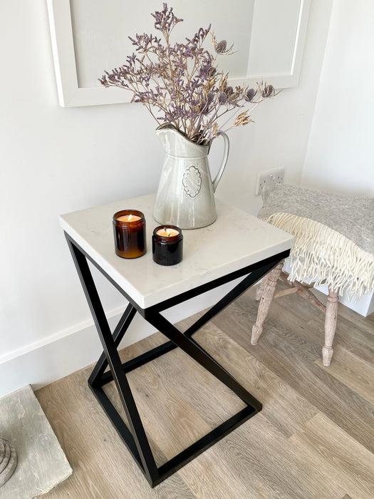 Twisted Marble Top Side End Table