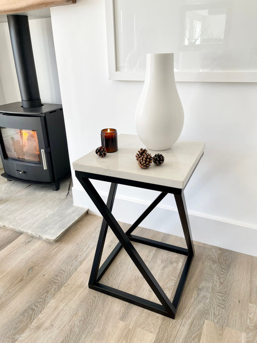 Twisted Marble Top Side End Table