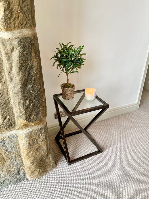 Twisted Glass Side End Table Dark Bronze
