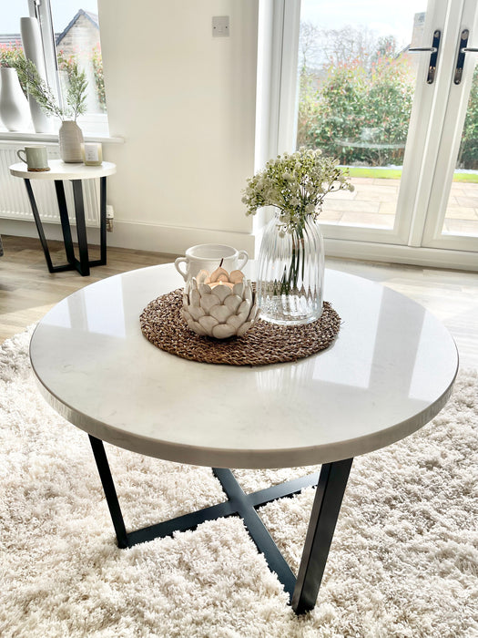 Luna Round Marble Metal Coffee Table