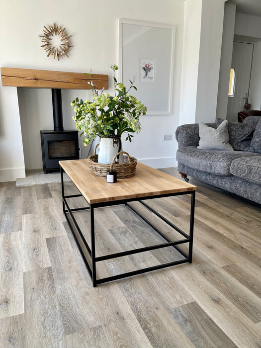 Oak Metal Coffee Table